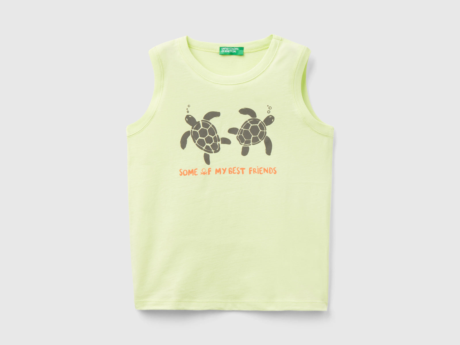 Canotta con stampa in cotone bio da bimbo lime | Benetton Outlet