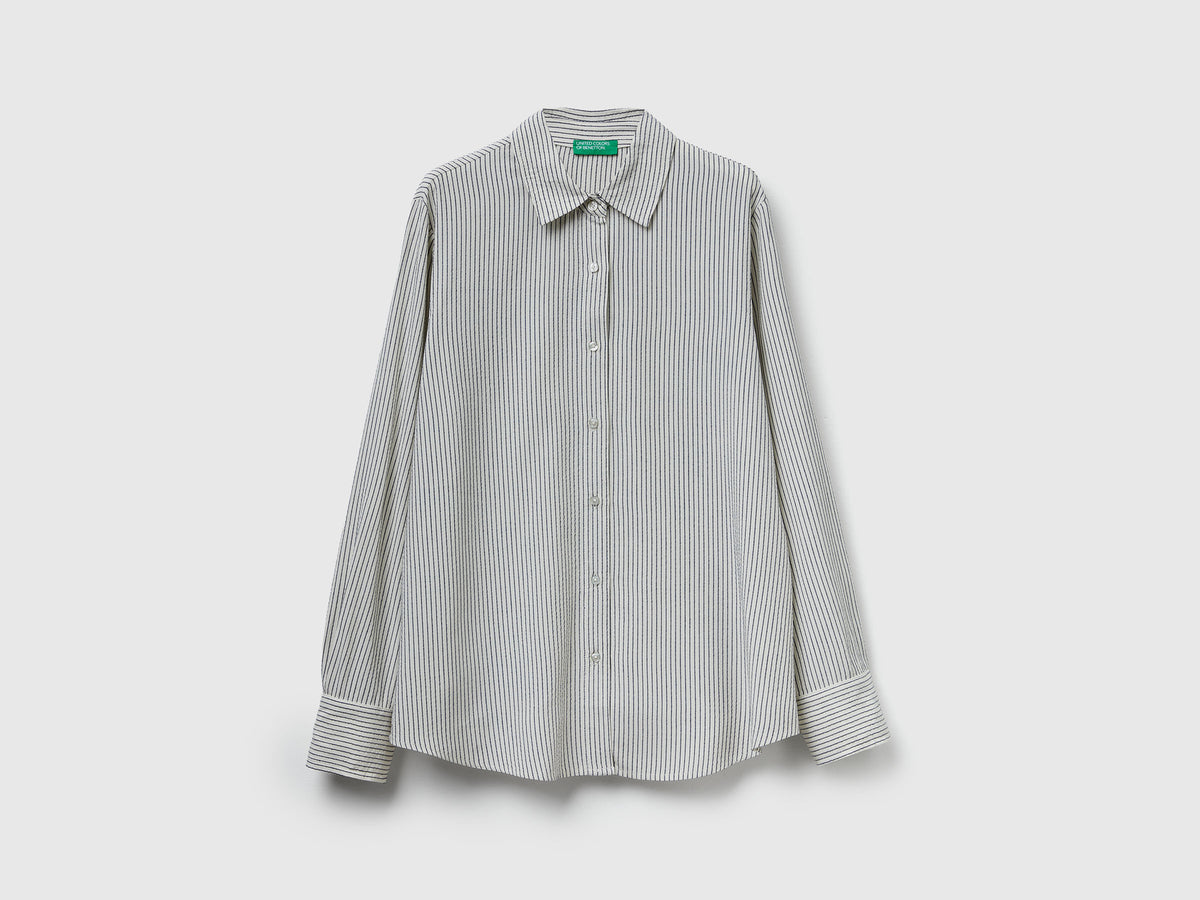 Camicia a righe in misto viscosa