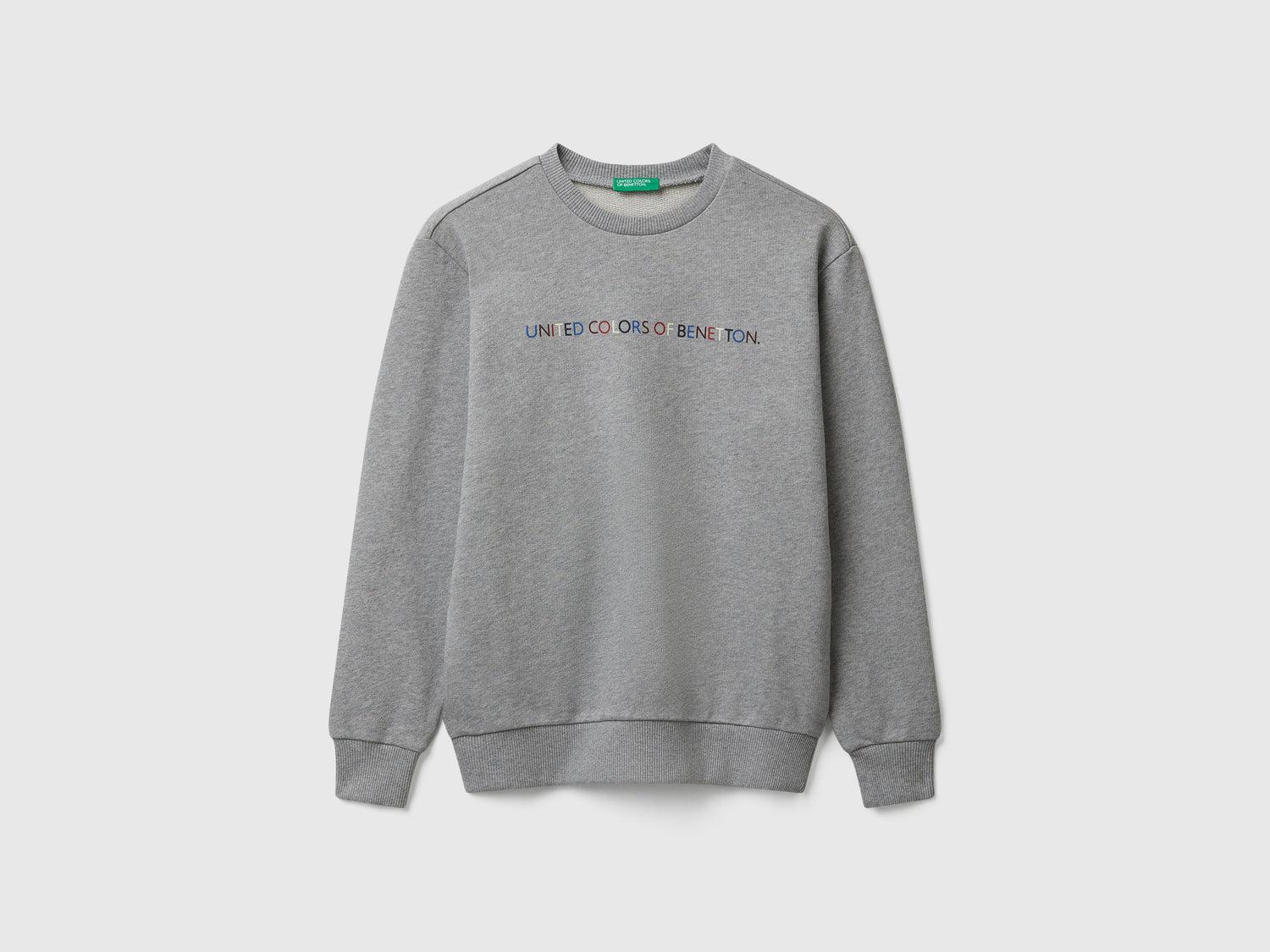 Felpa con logo in cotone da bambino grigio chiaro | Benetton Outlet