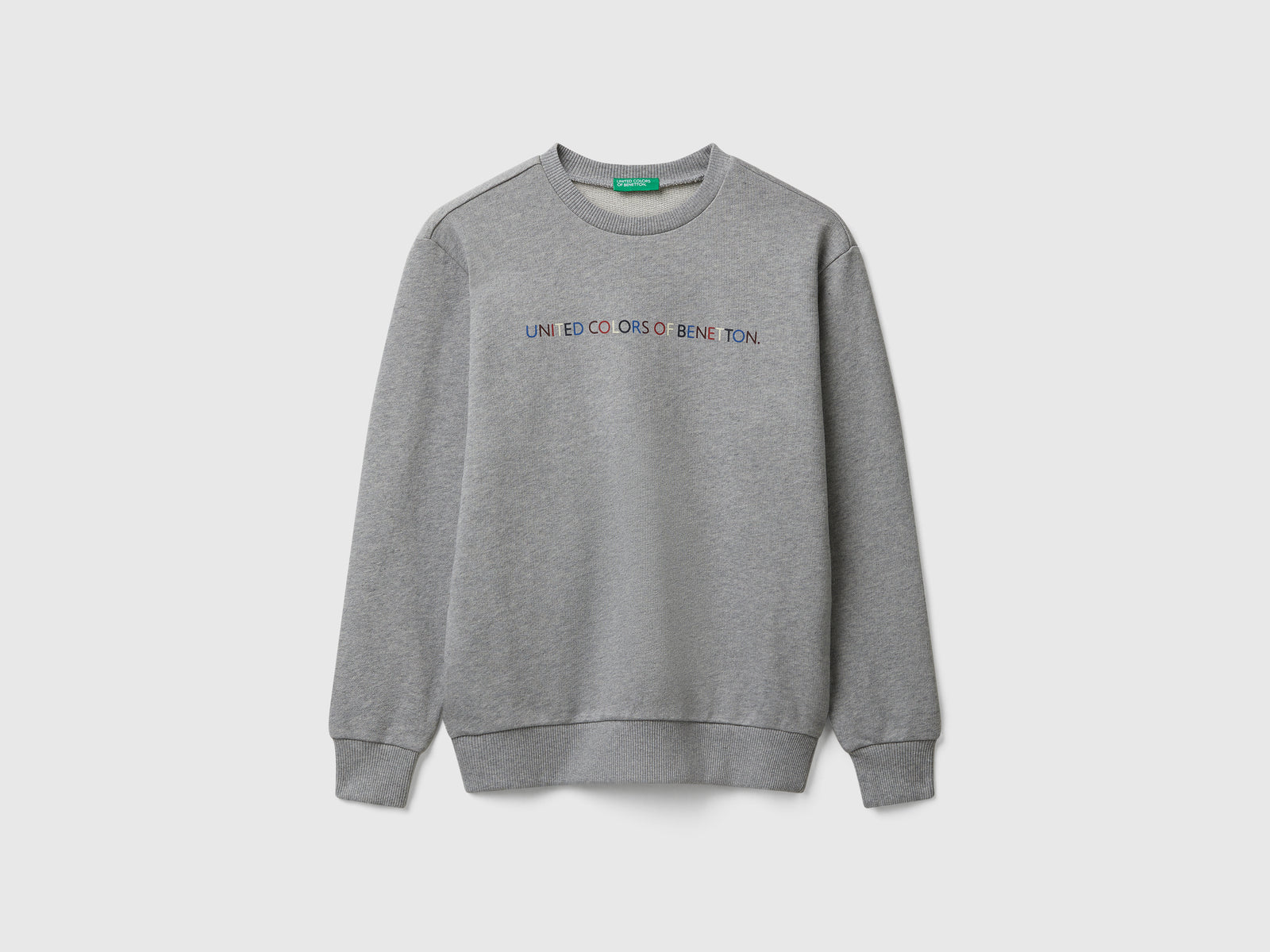 Felpa con logo in cotone da bambino grigio chiaro | Benetton Outlet