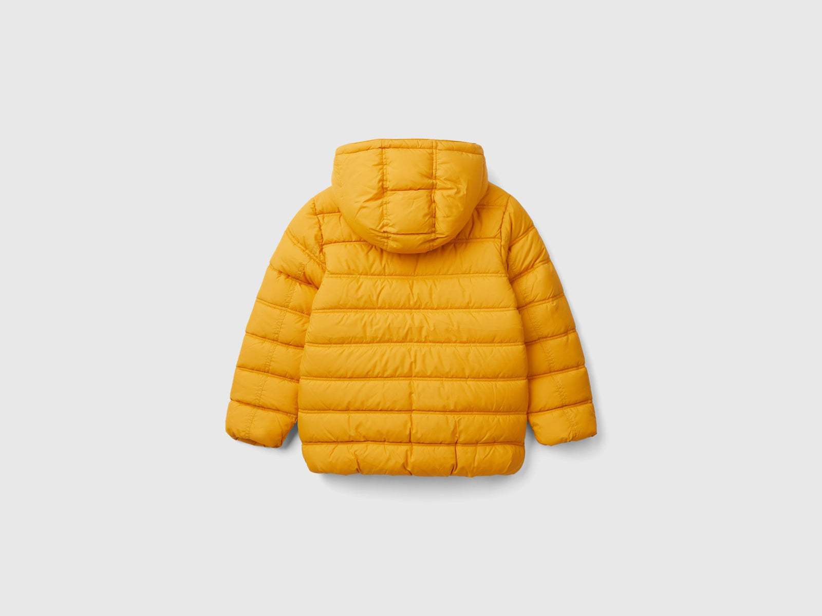 Giubbotto imbottito con cappuccio e logo da bambino senape 2 | Benetton Outlet