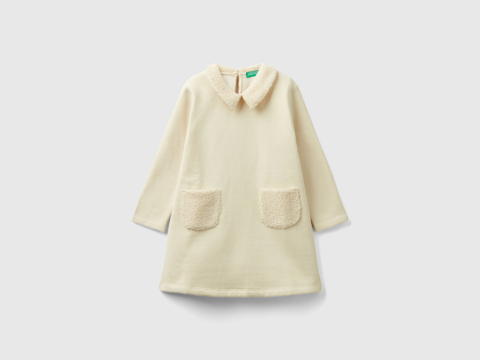 Abito in caldo misto cotone da bimba beige | Benetton Outlet