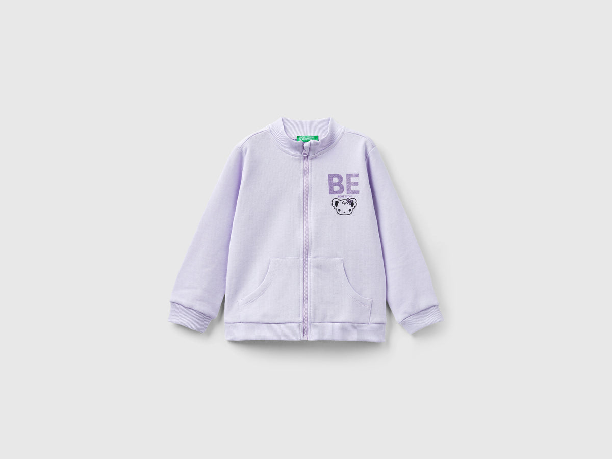 Felpa con zip in cotone bio