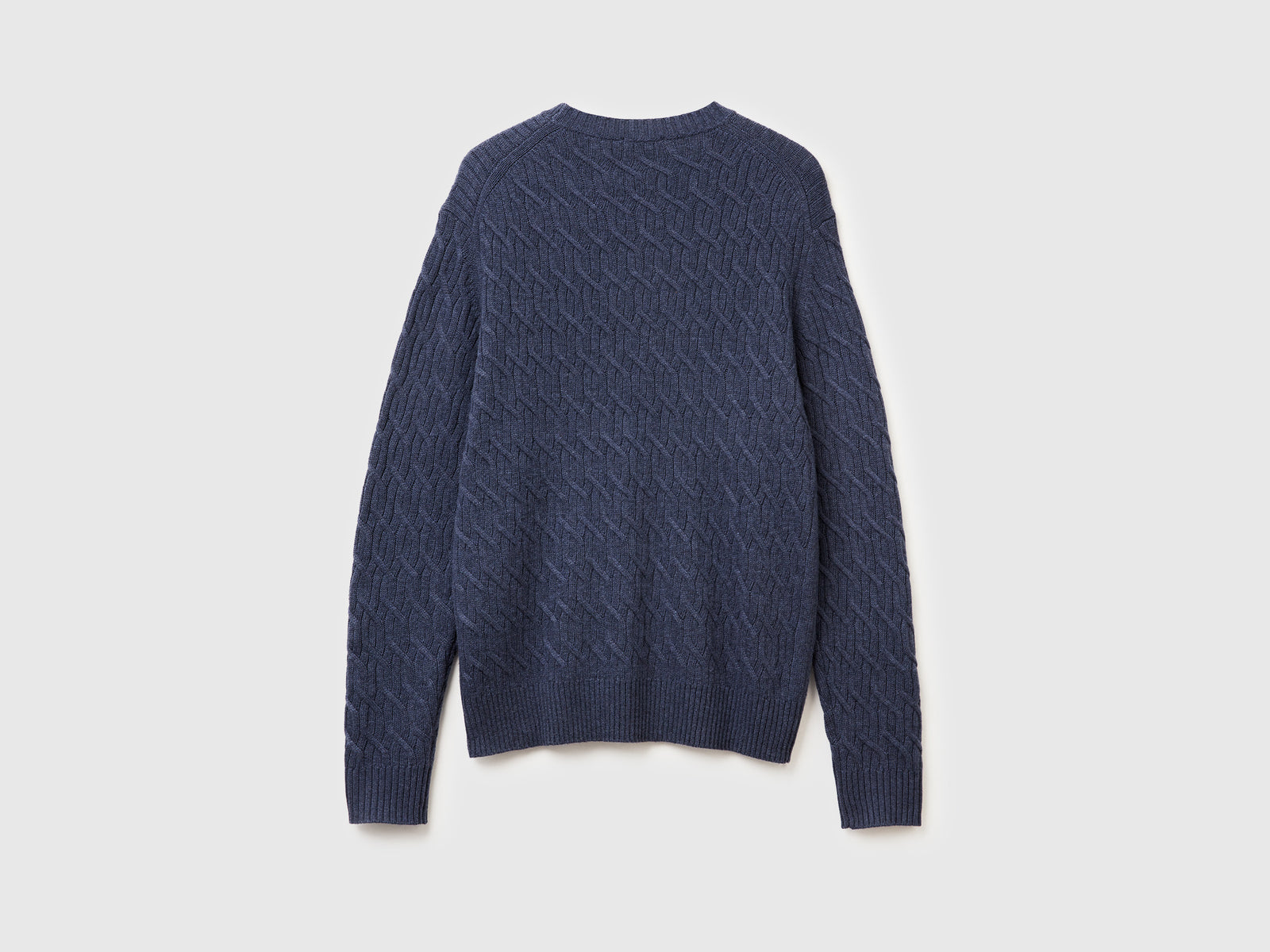 Maglia a trecce in misto cashmere da uomo blu 2 | Benetton Outlet