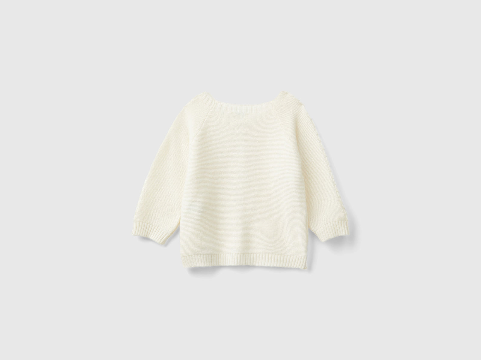 Cardigan con trecce in misto lana riciclata da neonato bianco panna 2 | Benetton Outlet