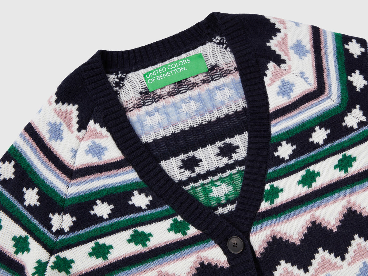 Cardigan jacquard con lurex