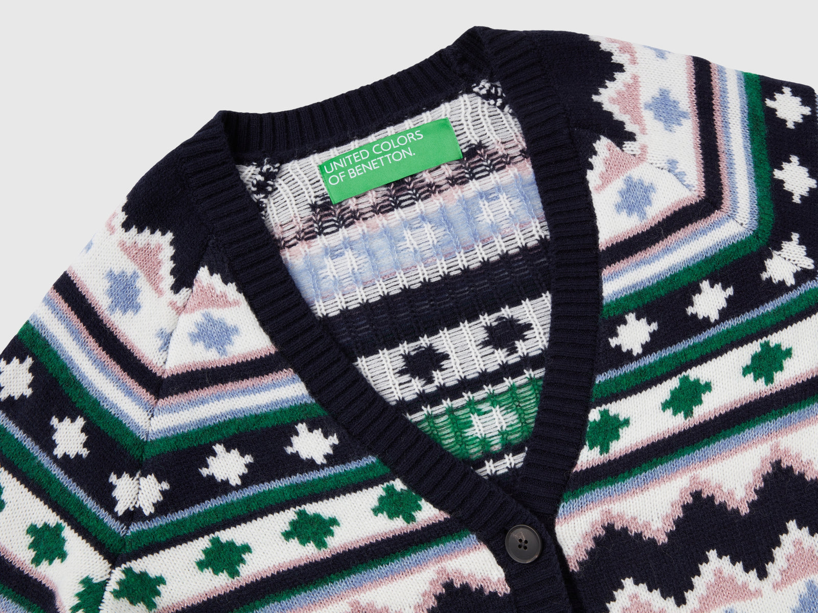 Cardigan jacquard con lurex da donna blu scuro 3 | Benetton Outlet