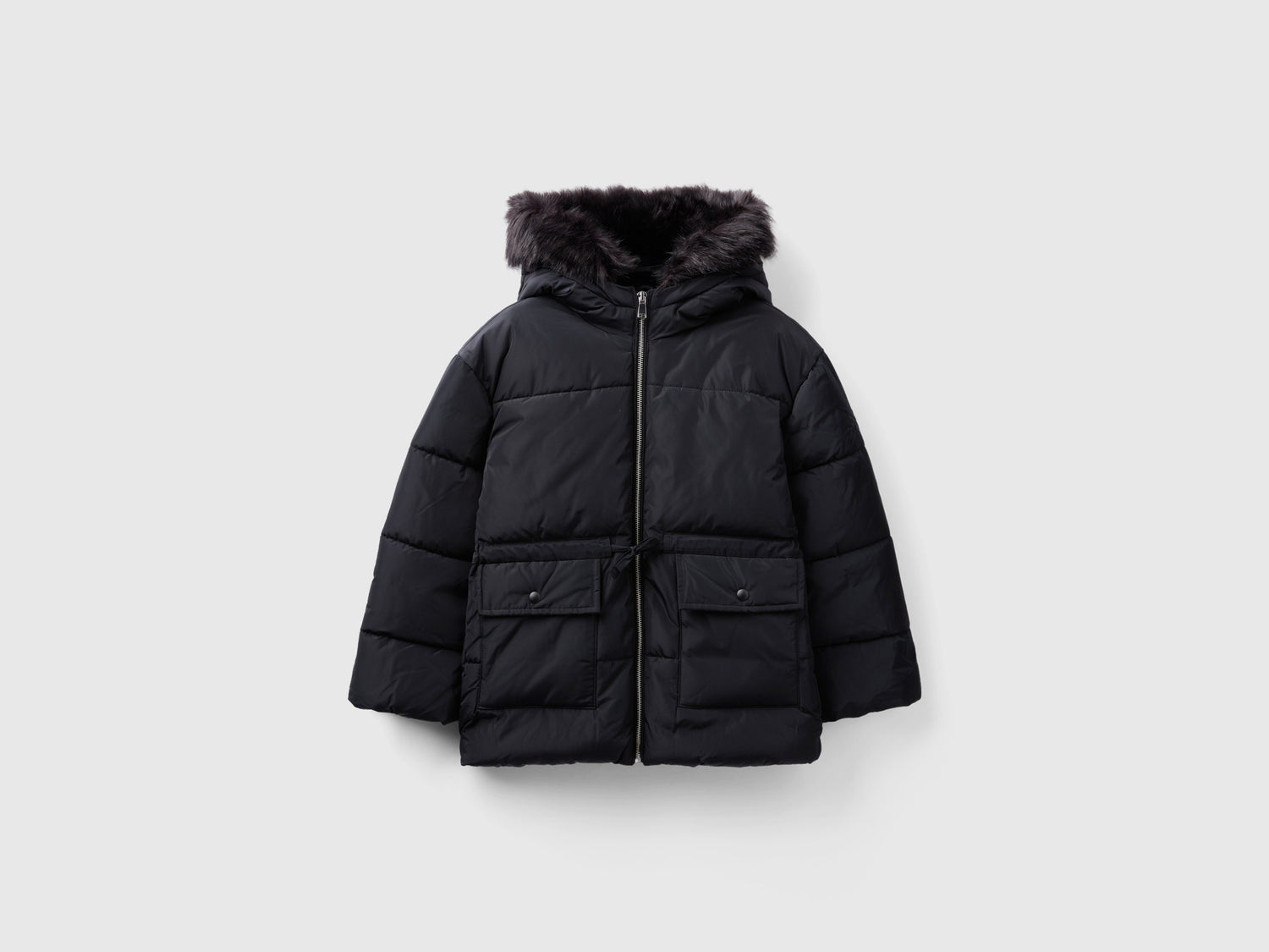 Piumino "Rain Defender" con coulisse da bambina nero | Benetton Outlet
