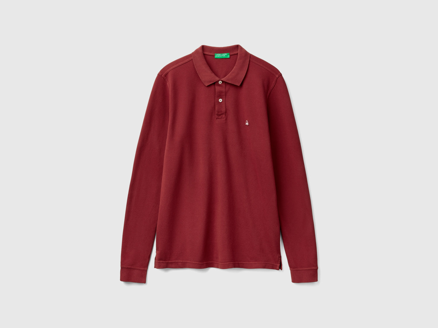 Polo a manica lunga 100% cotone da uomo bordeaux | Benetton Outlet