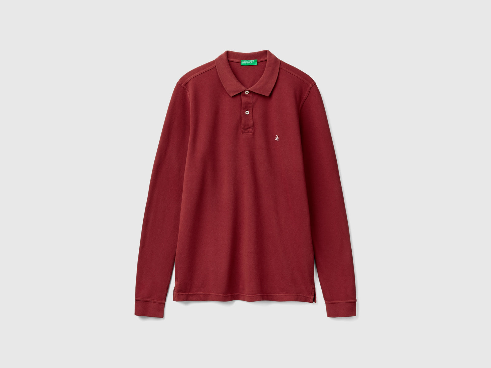 Polo a manica lunga 100% cotone da uomo bordeaux | Benetton Outlet