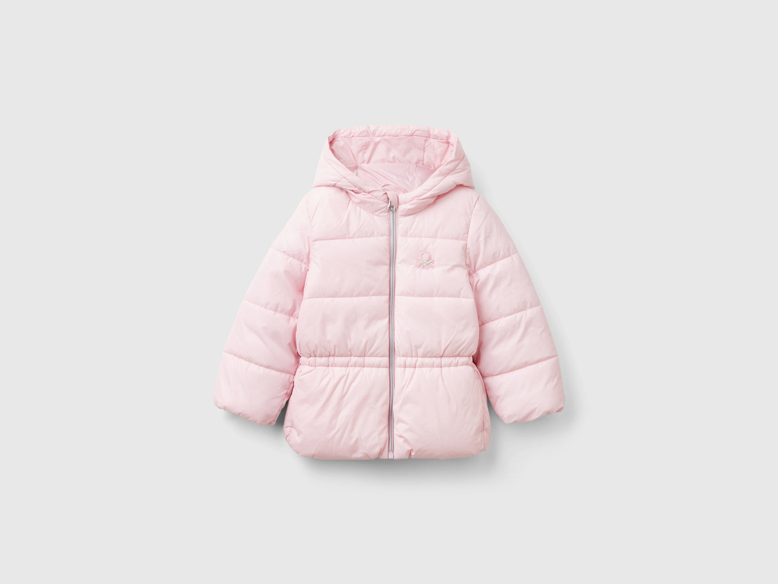 Giubbino in nylon con cappuccio da bimba rosa | Benetton Outlet