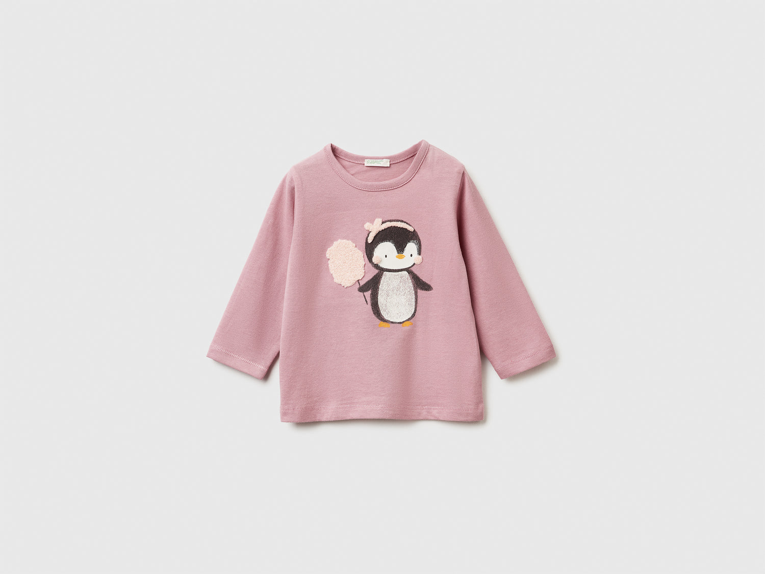 T-shirt a manica lunga in caldo cotone da neonato malva | Benetton Outlet