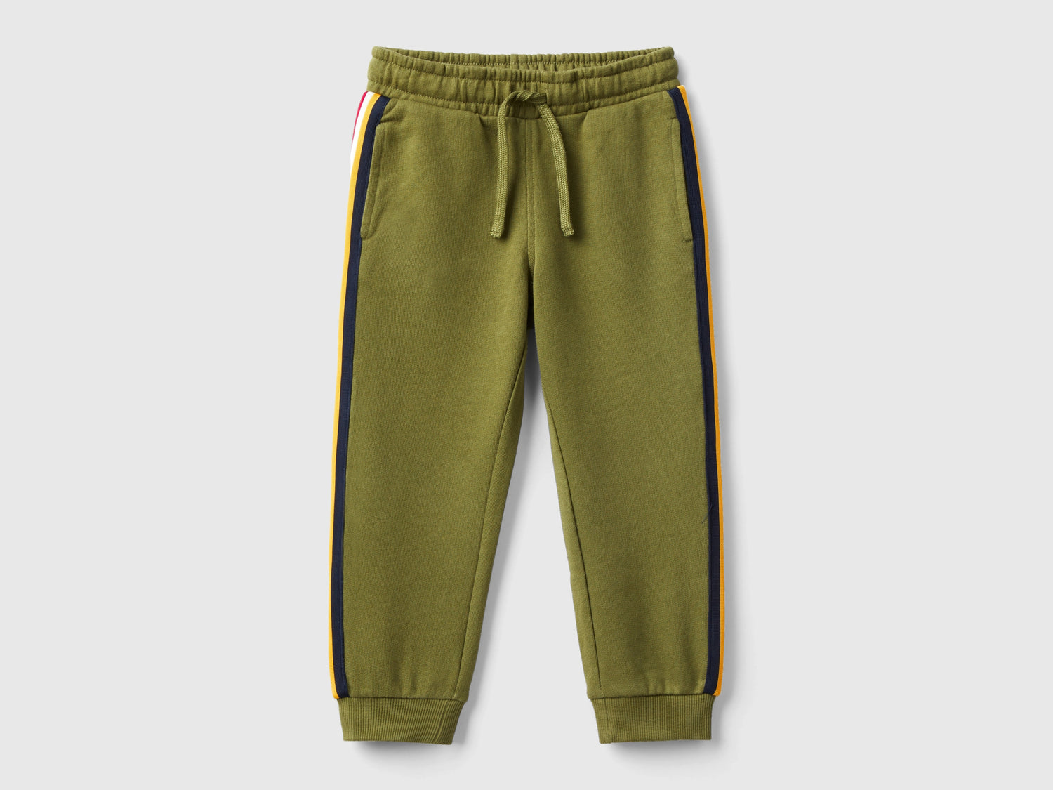 Joggers in felpa con bande da bimbo verde militare | Benetton Outlet
