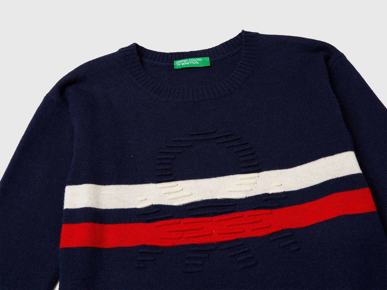 Maglia con logo in misto lana da bimbo blu scuro 3 | Benetton Outlet