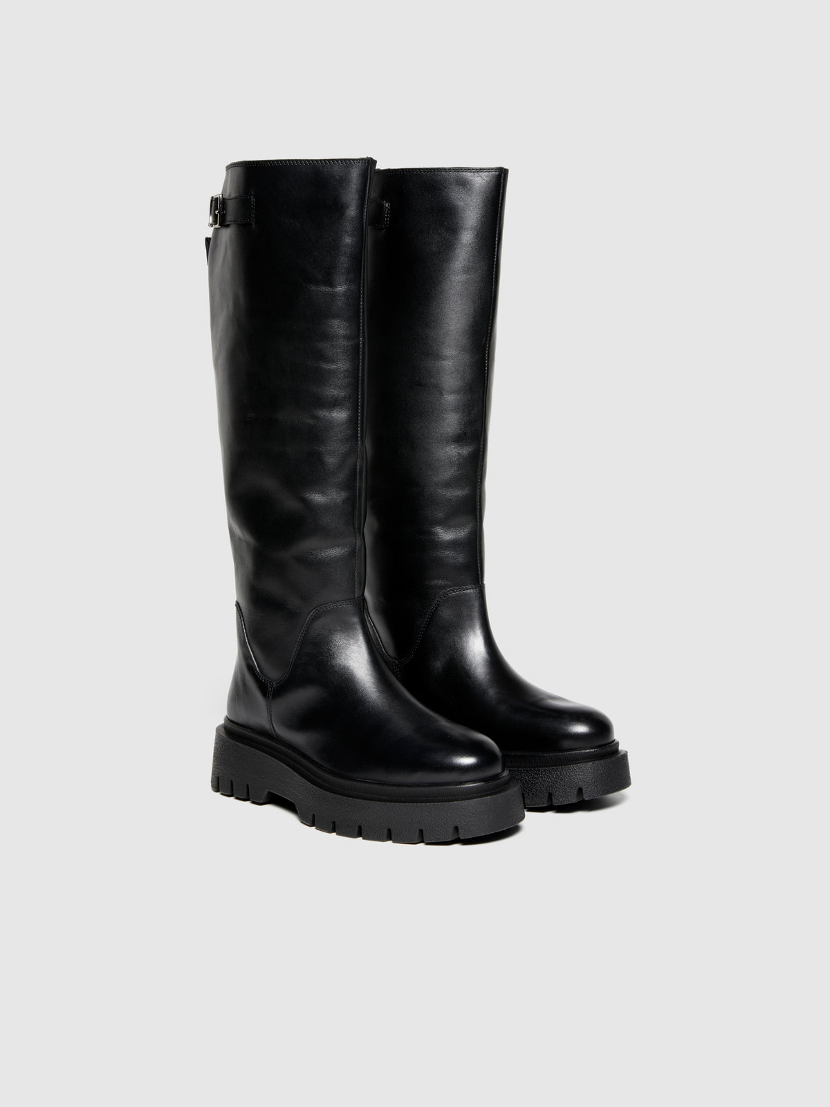 Stivali in pelle con suola chunky