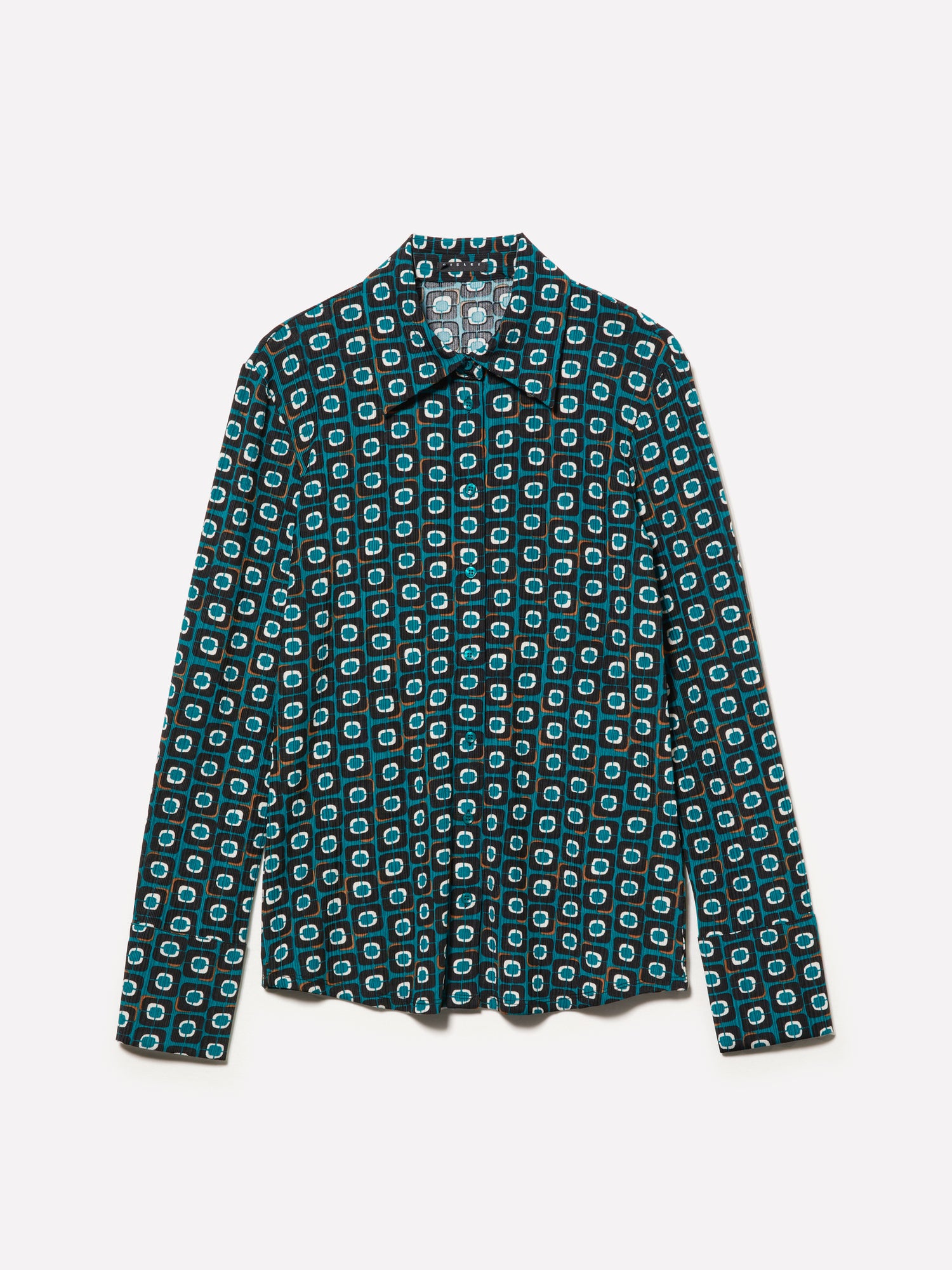 Camicia a costine stampata da donna verde ottanio | Sisley Outlet