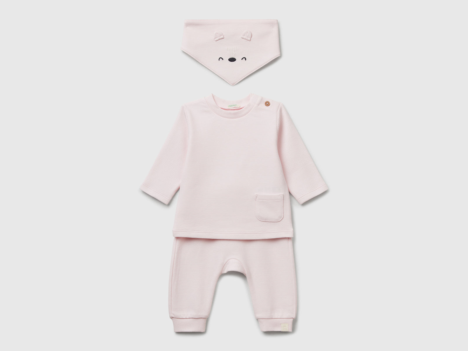 Set in puro cotone da neonato rosa | Benetton Outlet