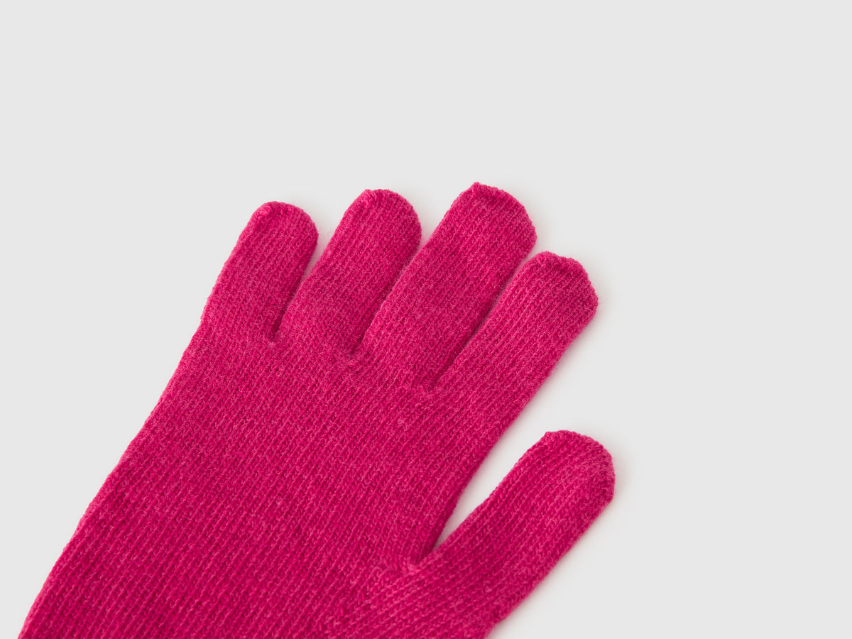 Guanti fucsia in pura lana Merino