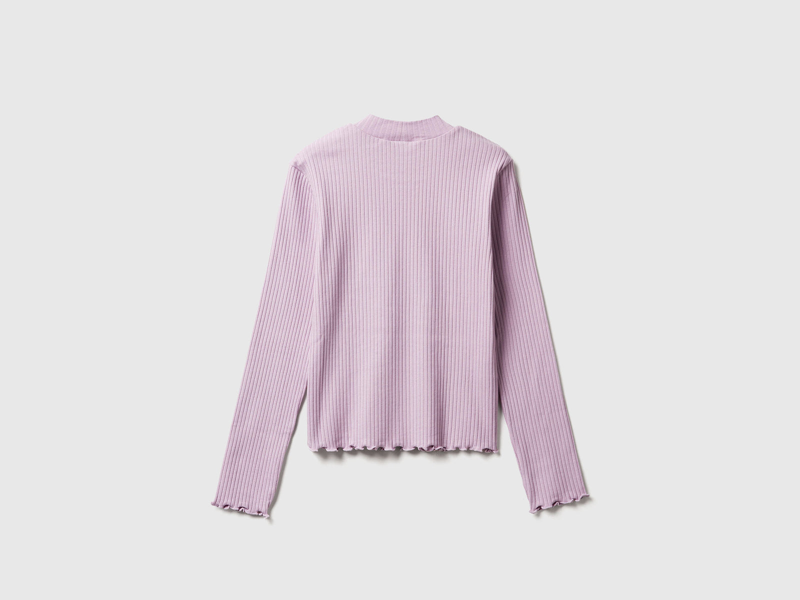 Maglietta slim fit in cotone stretch da bambina lavanda 2 | Benetton Outlet