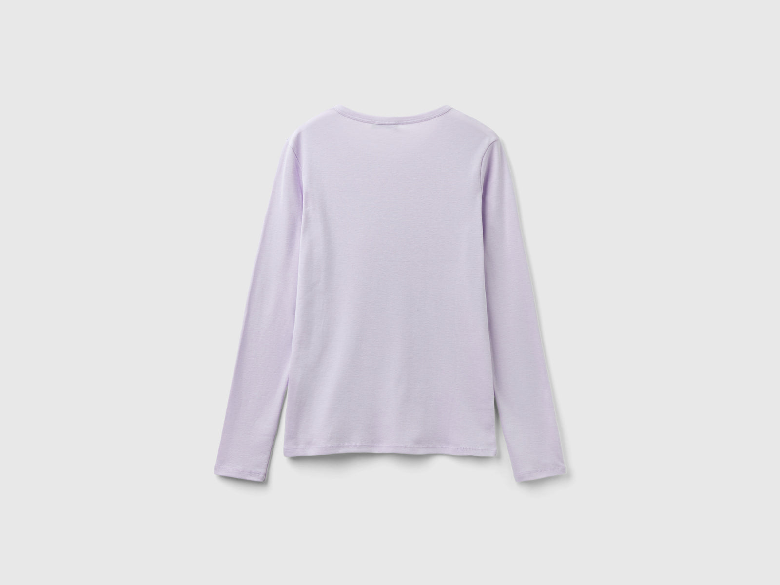 T-shirt a manica lunga in puro cotone da donna lilla 2 | Benetton Outlet