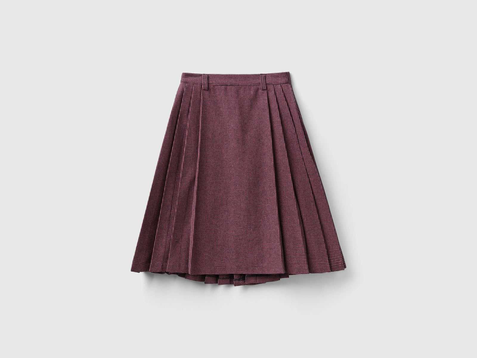 Gonna midi pied de poule da donna bordeaux | Benetton Outlet