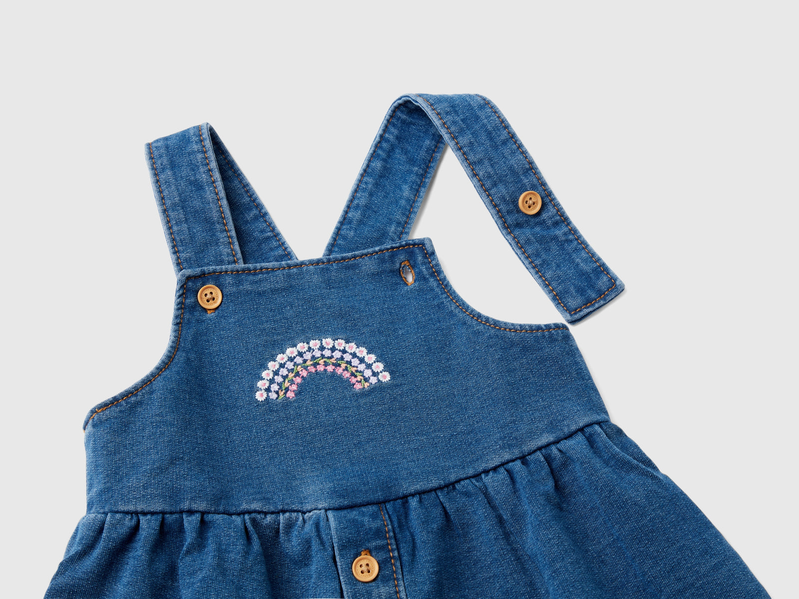 Gonna salopette effetto denim da neonato blu 2 | Benetton Outlet