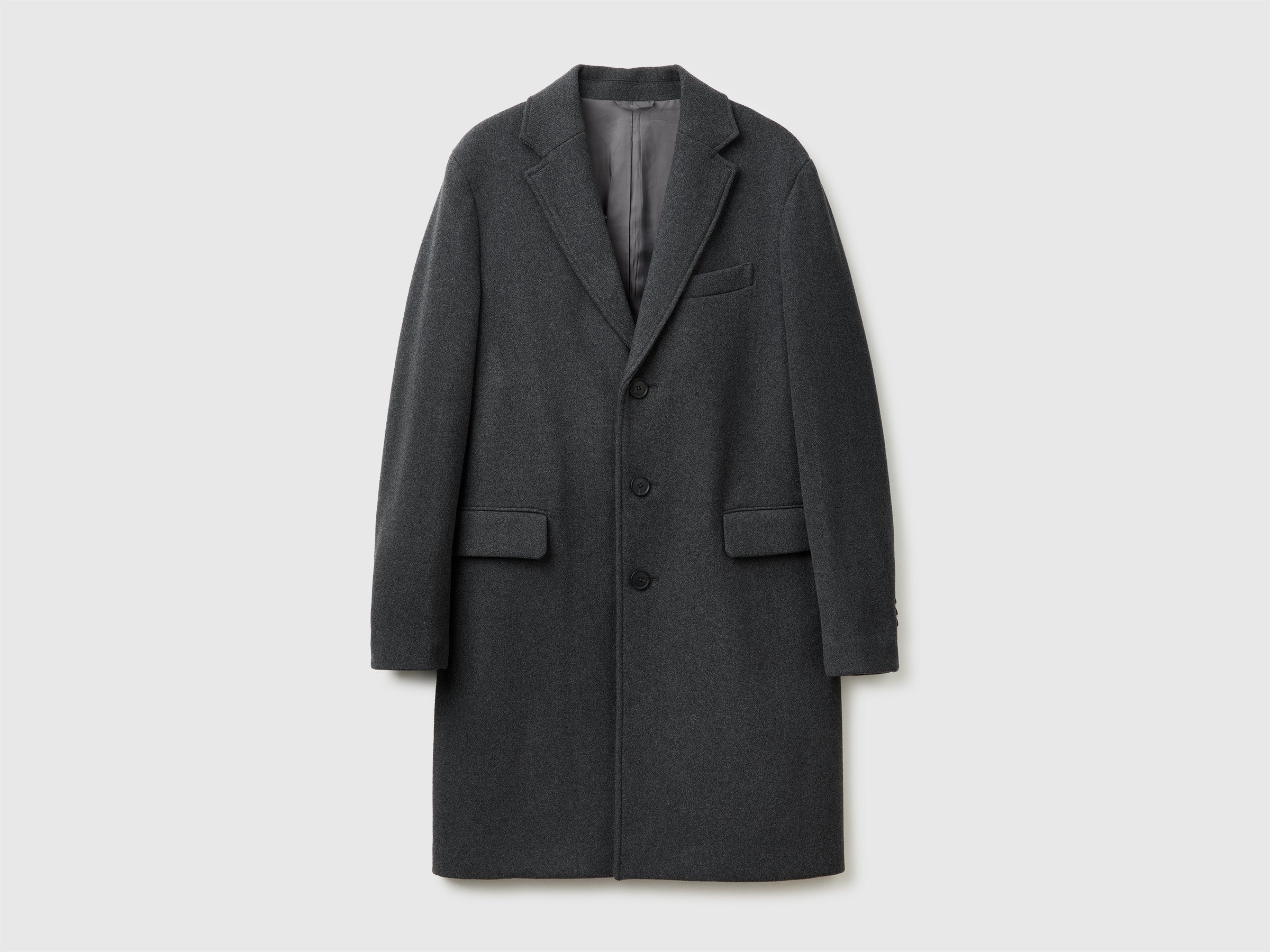 Wool blend lined coat da uomo blu scuro | Benetton Outlet