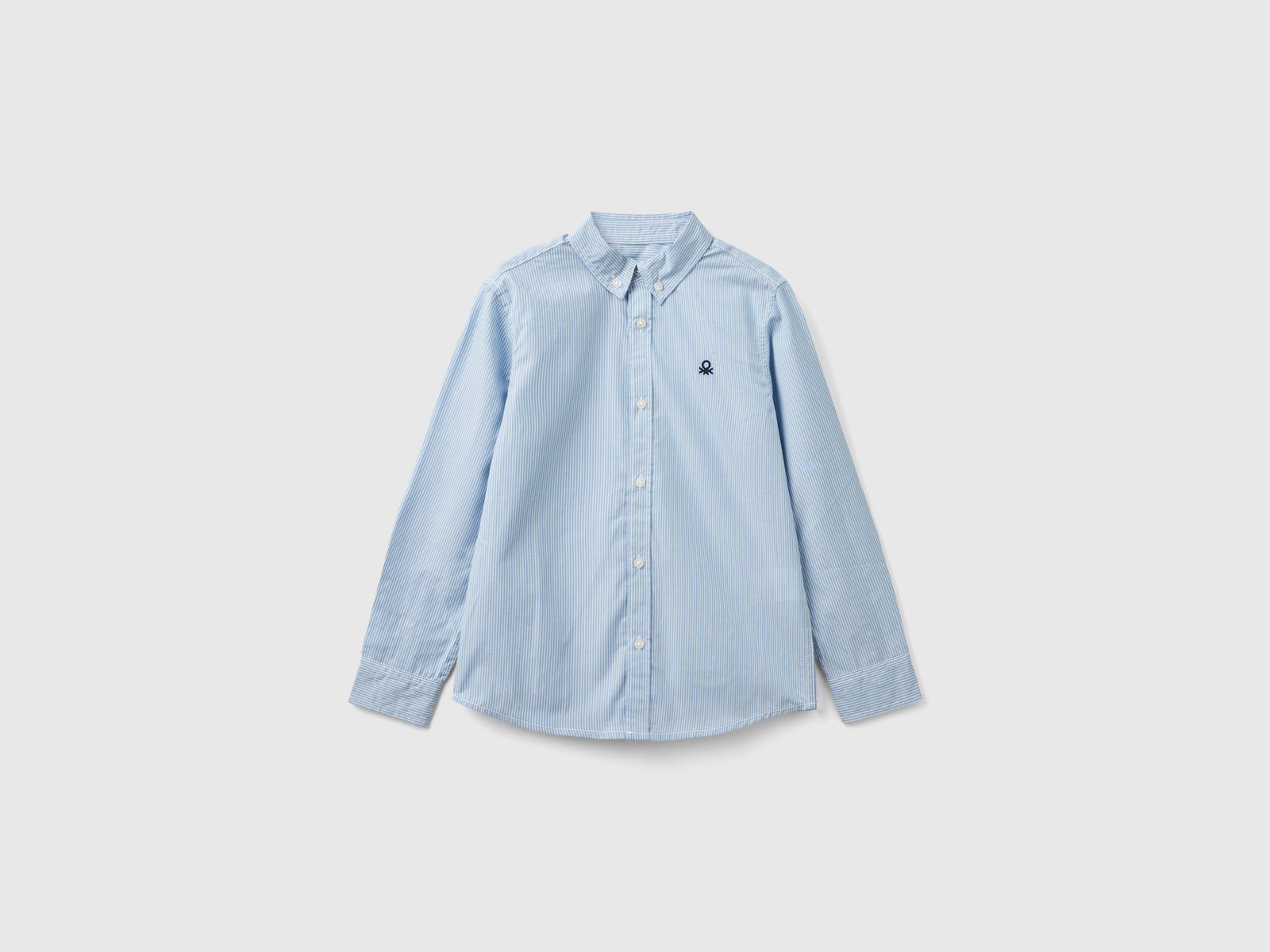 Camicia button down a righe da bambino azzurro | Benetton Outlet