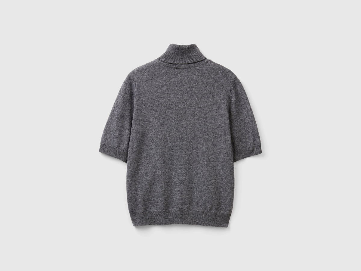 Dolcevita a manica corta in misto cashmere