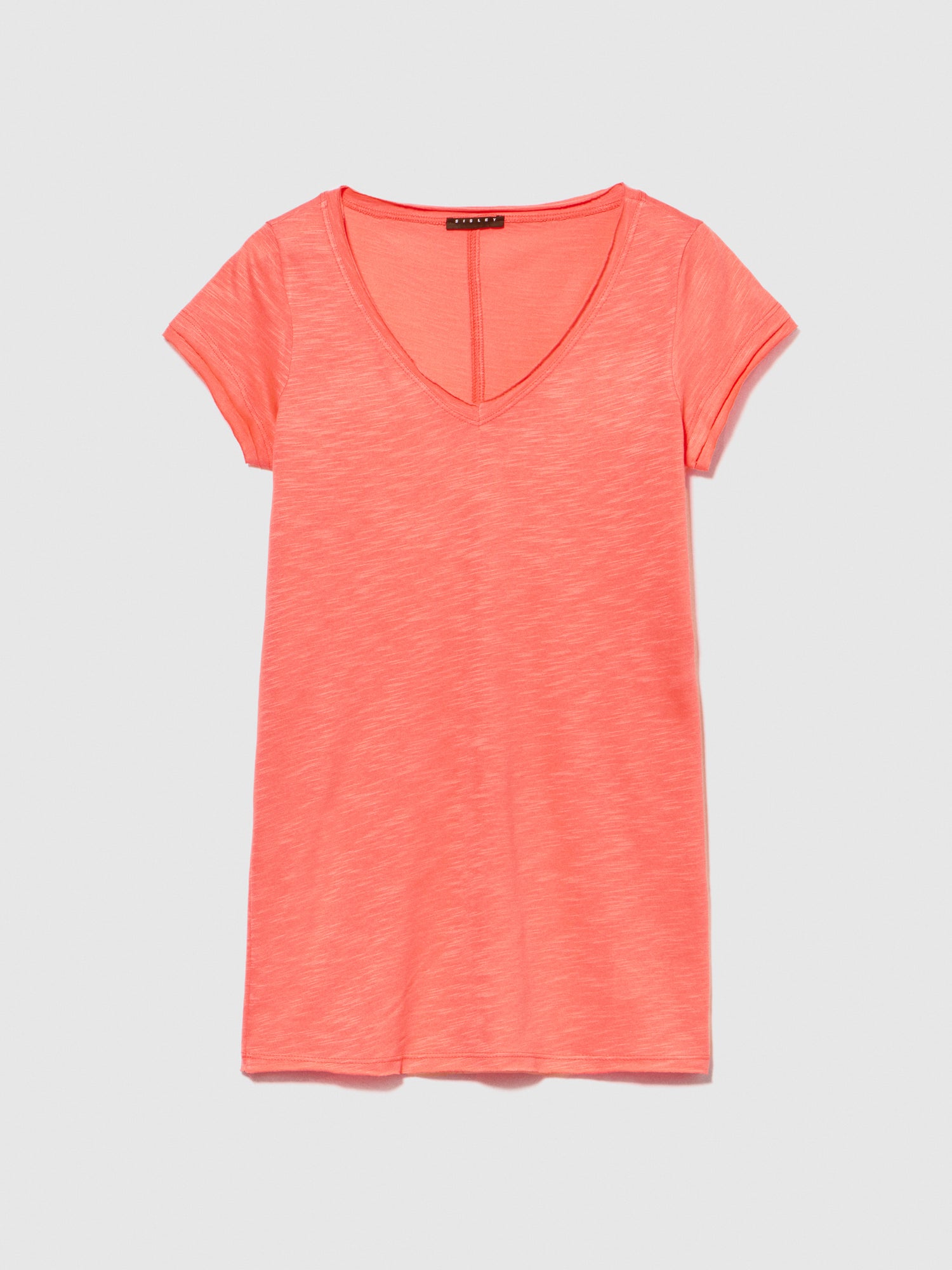 T-shirt con scollo a V da donna corallo | Sisley Outlet
