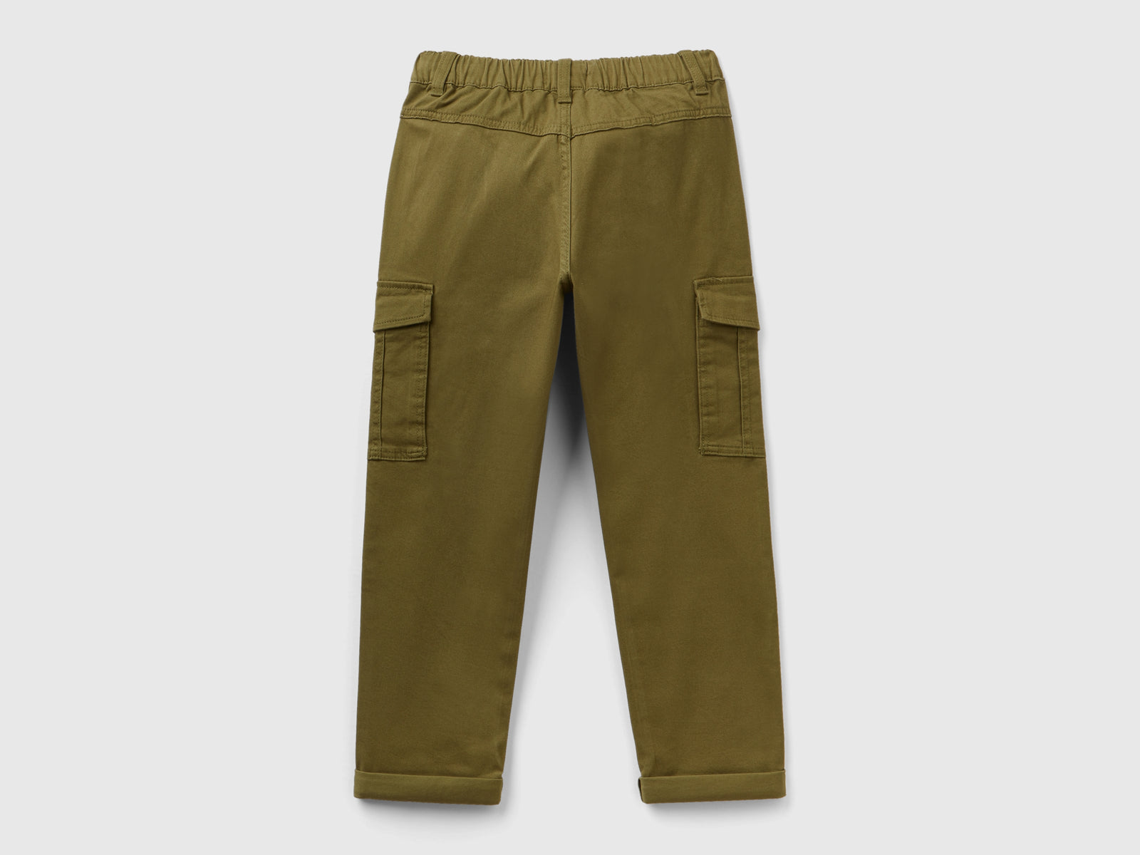 Pantaloni cargo straight da bambino verde militare 2 | Benetton Outlet