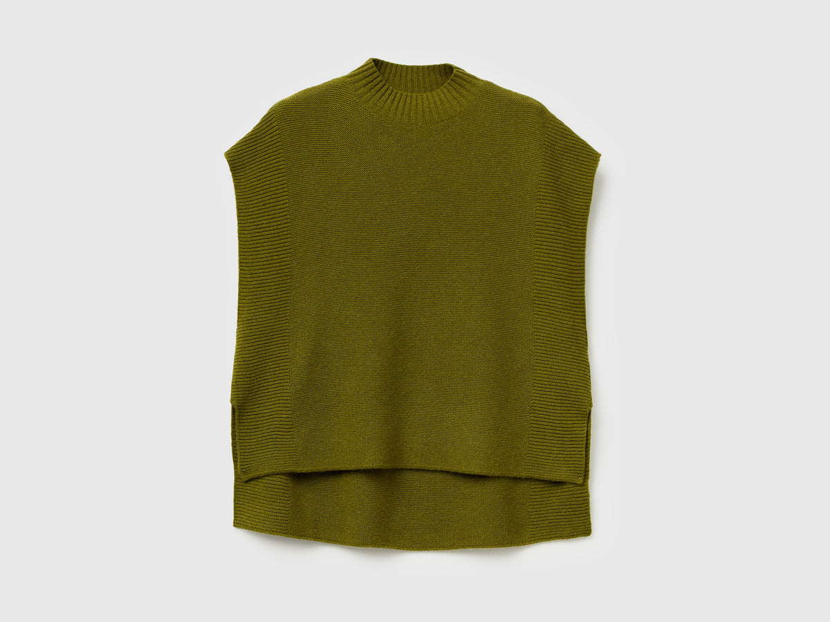 Gilet lupetto in misto lana
