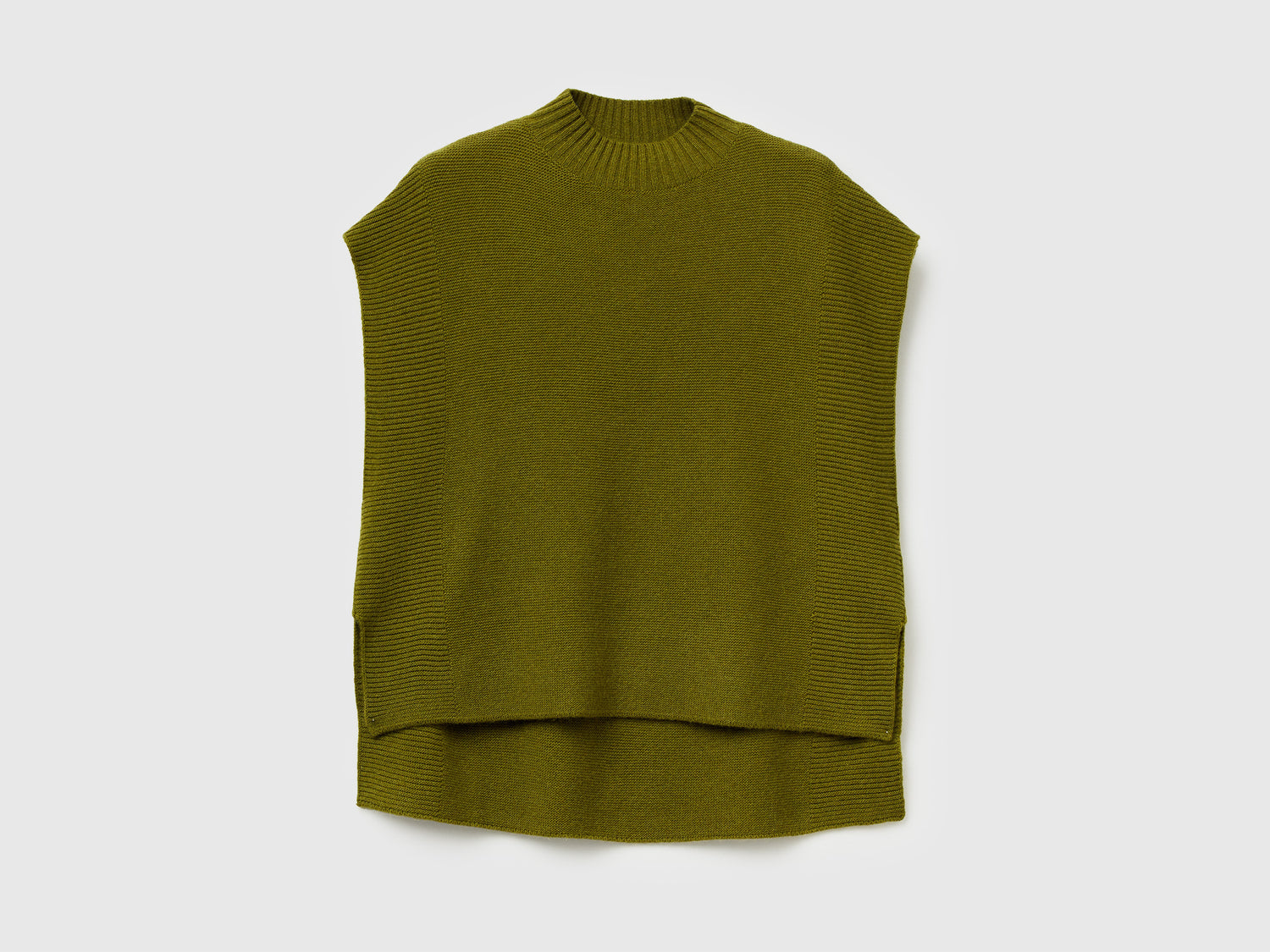 Gilet lupetto in misto lana da donna verde militare | Benetton Outlet
