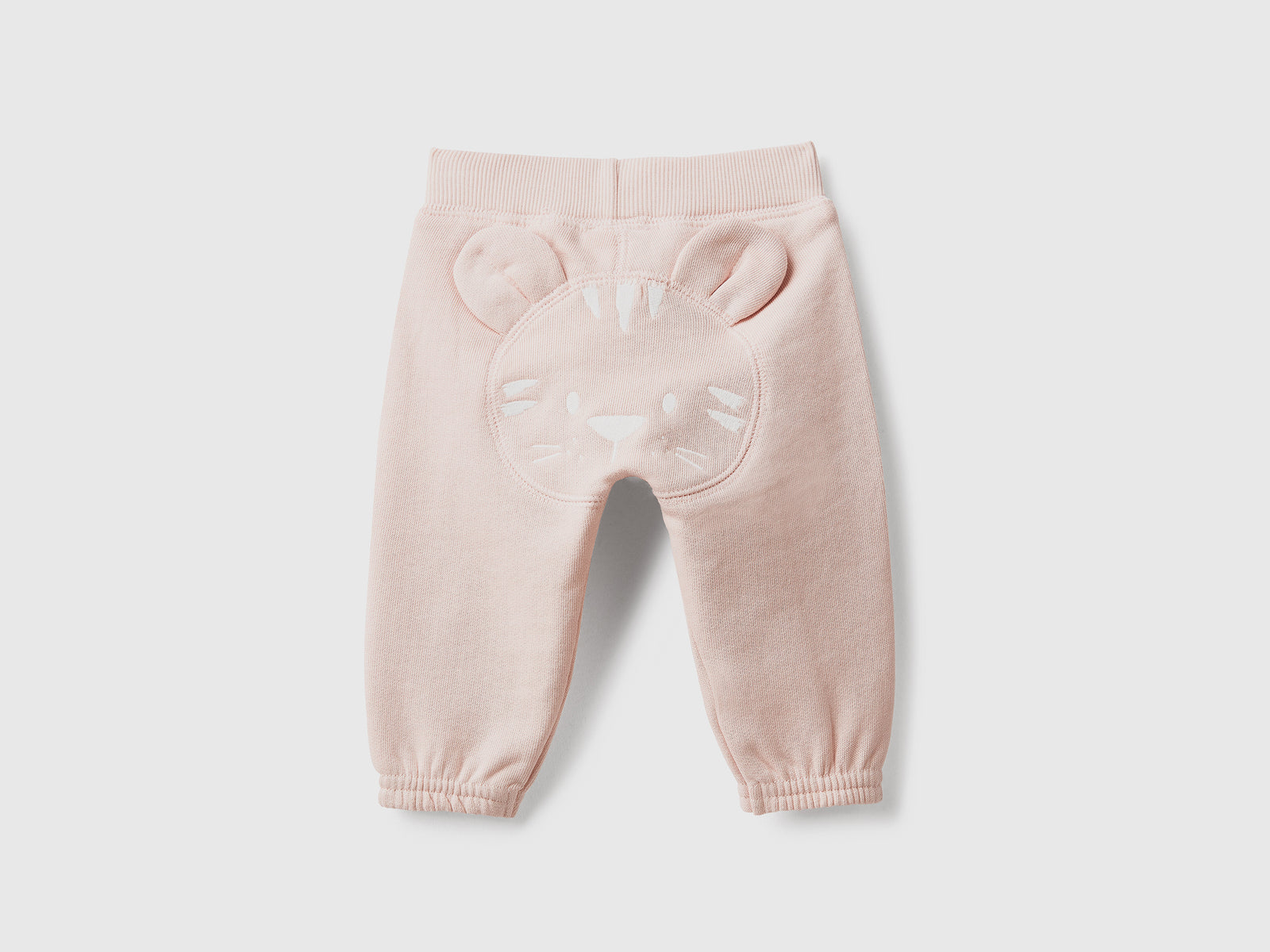 Pantaloni lunghi in felpa di puro cotone da neonato rosa tenue 2 | Benetton Outlet