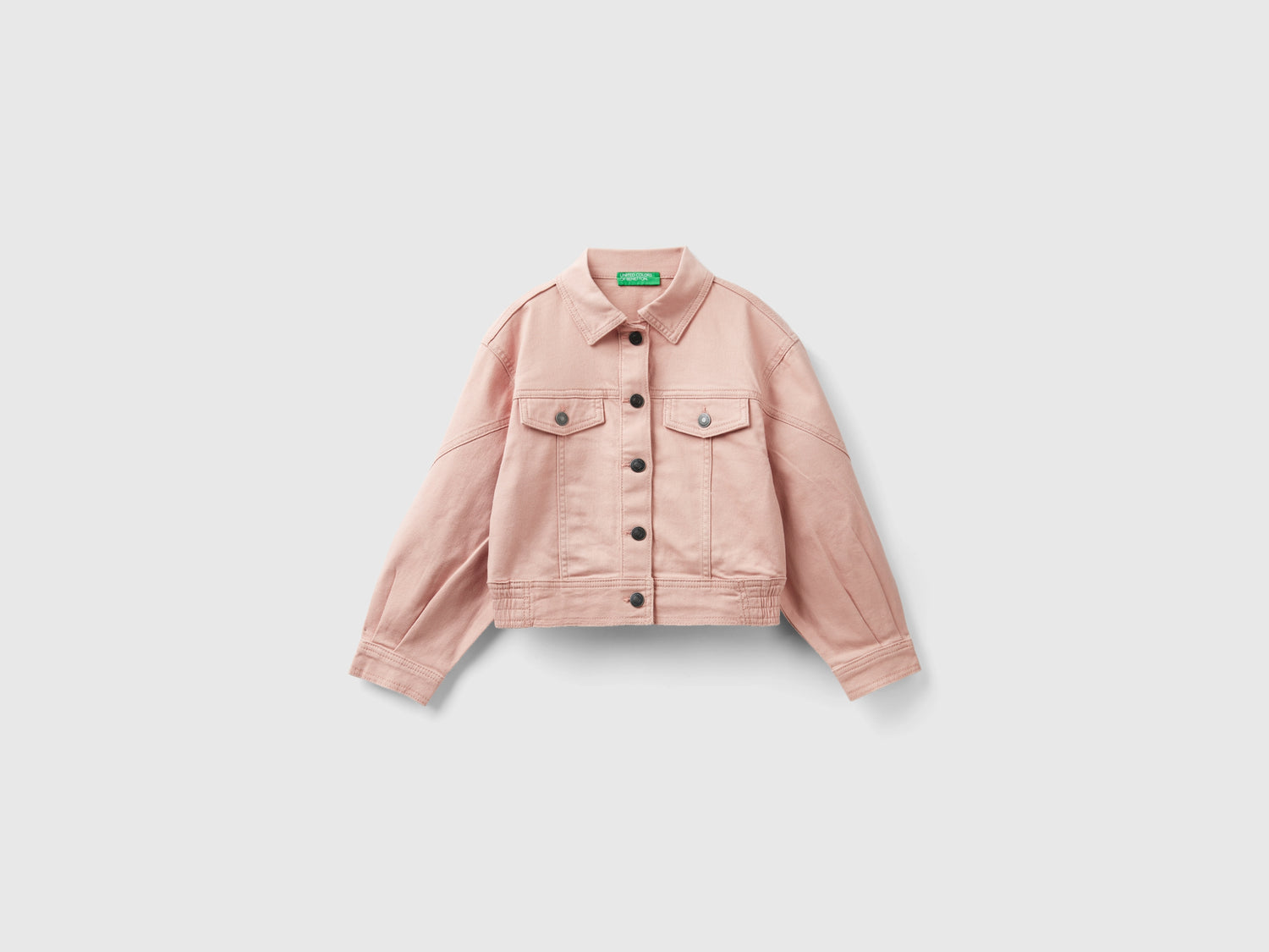 Giacca in cotone stretch colorato da bambina rosa pastello | Benetton Outlet
