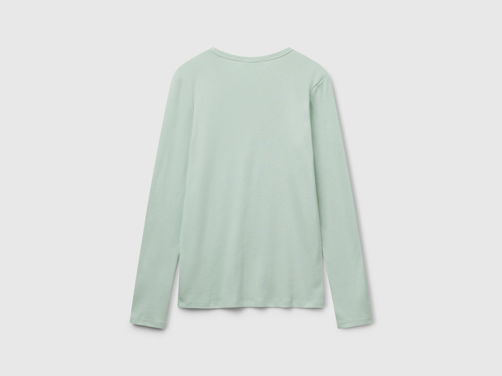 T-shirt manica lunga 100% cotone da donna verde chiaro 2 | Benetton Outlet