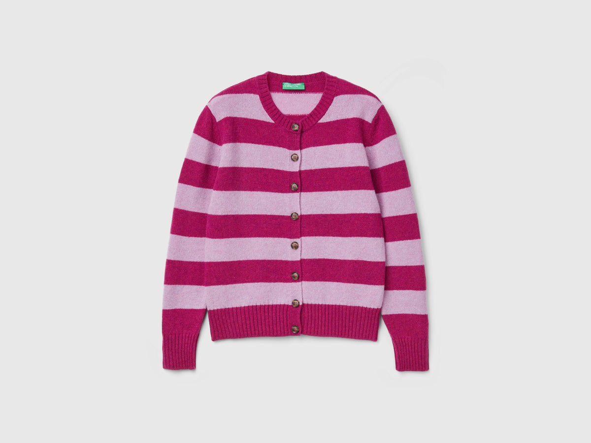 Cardigan a righe in pura lana Shetland