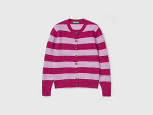 Cardigan a righe in pura lana Shetland